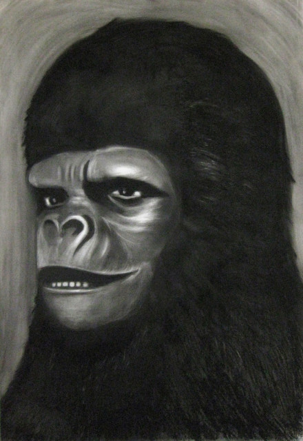 lara, 100x150cm, charcoal and ink on paper, 2009
